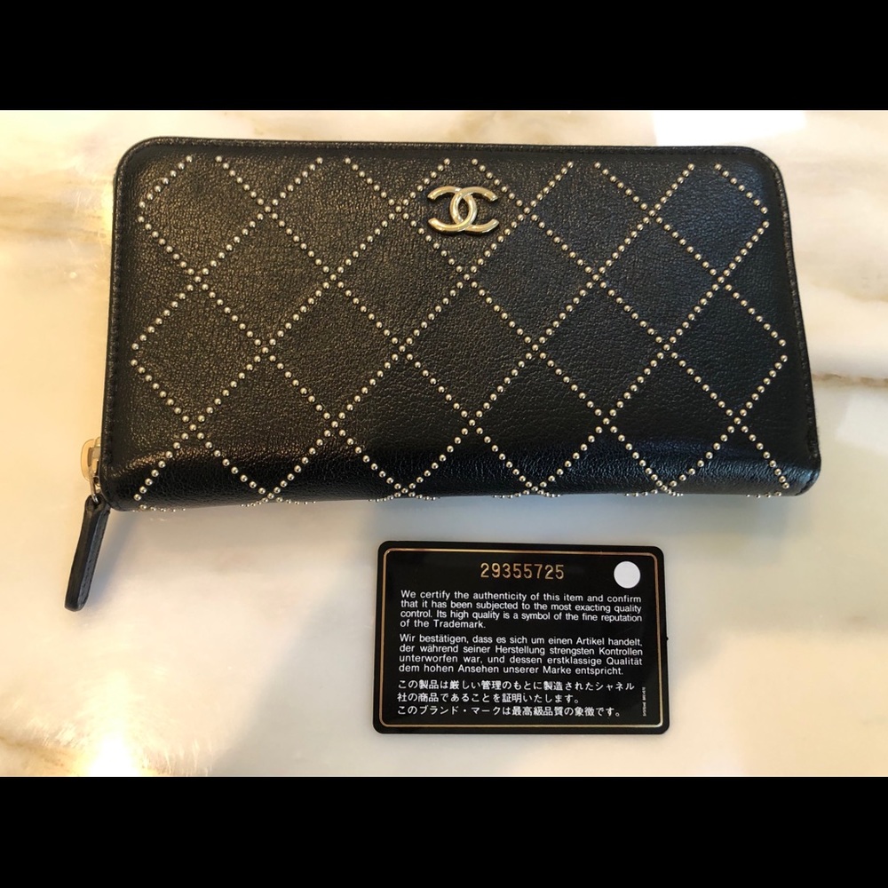 Chanel black gold studded wallet purse